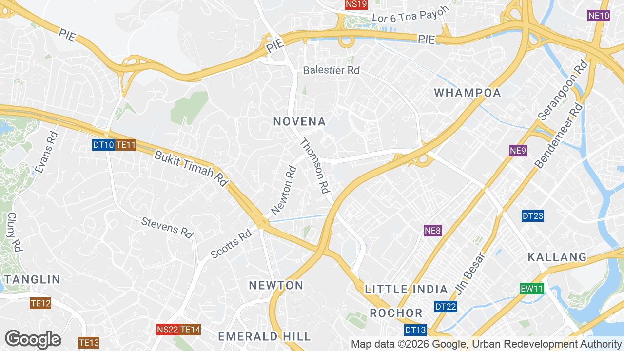 Map showing where United Square, Novena, Singapore is