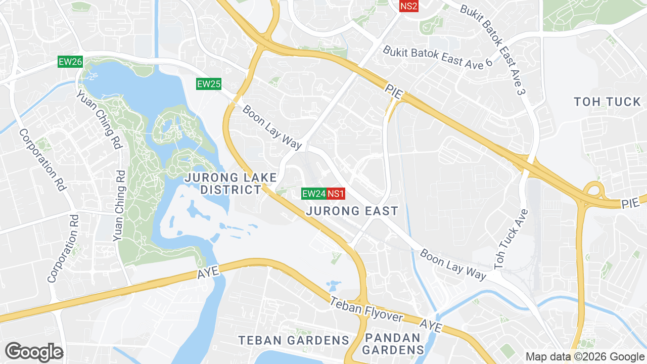 Map showing where Westgate, Jurong East, Singapore is