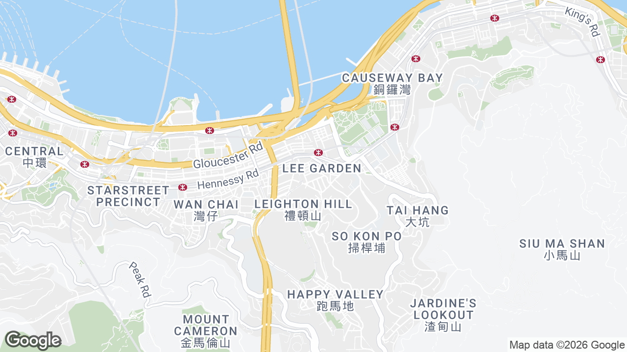 Map showing where Lee Garden One, Causeway Bay, Hong Kong is