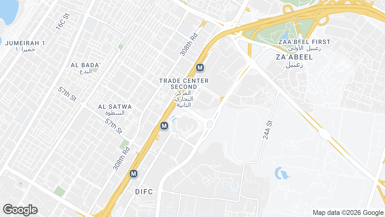 Map showing where One Central, Sheikh Zayed Road & DWTC, Dubai is