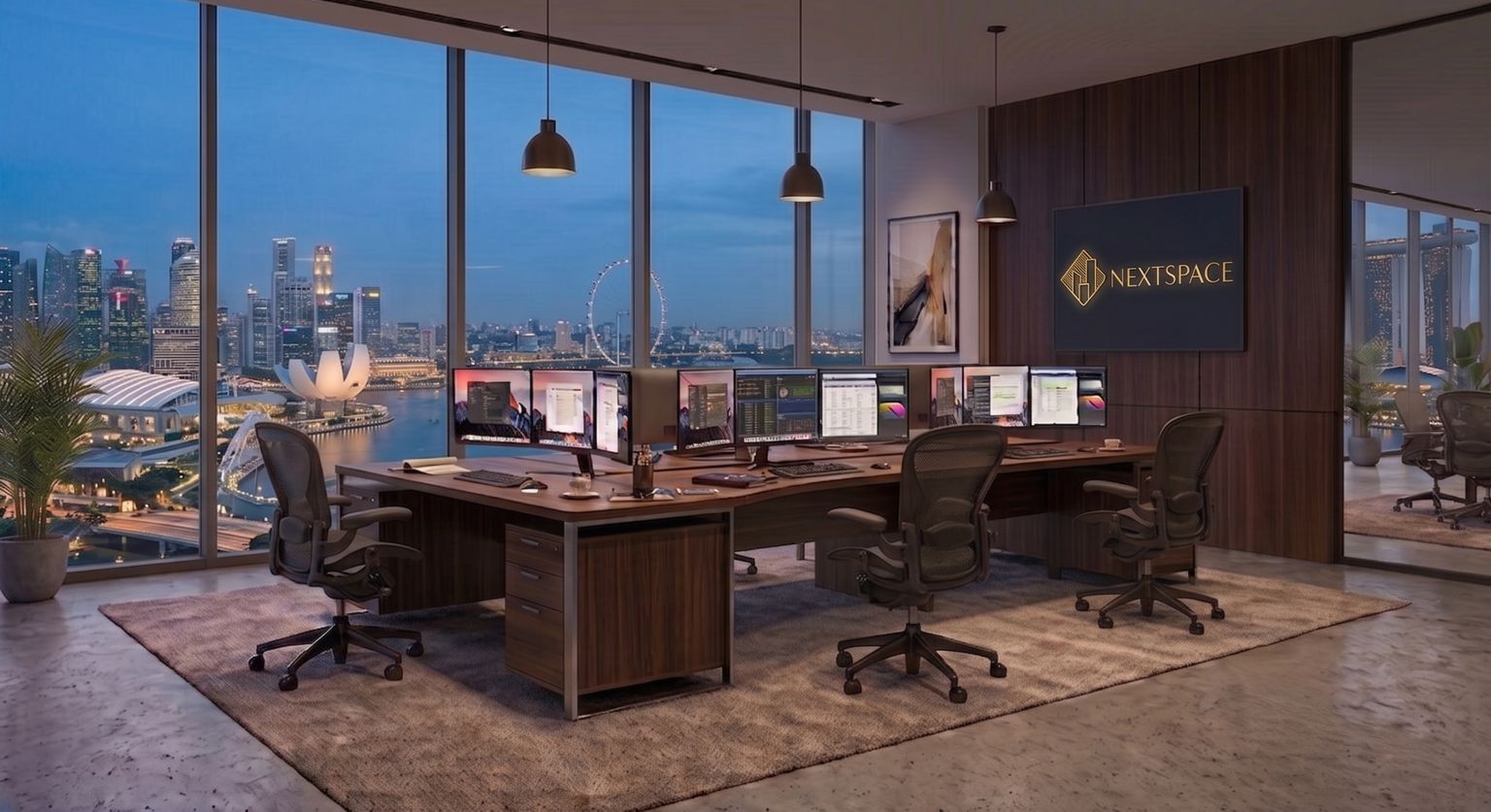 Serviced office in Singapore with a Marina Bay skyline view